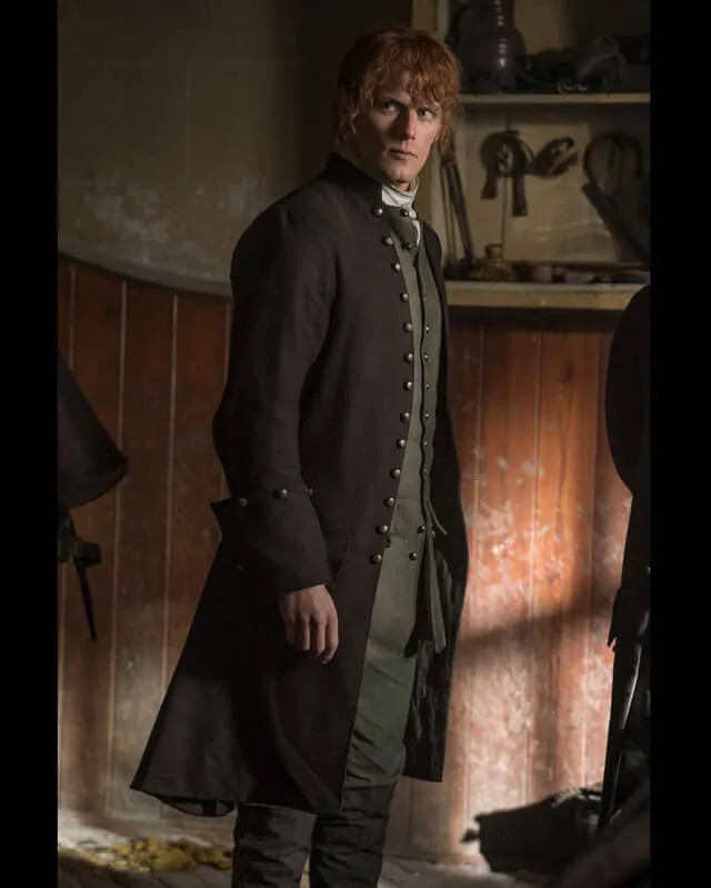 Outlander Jamie Fraser Black Long Coat S04