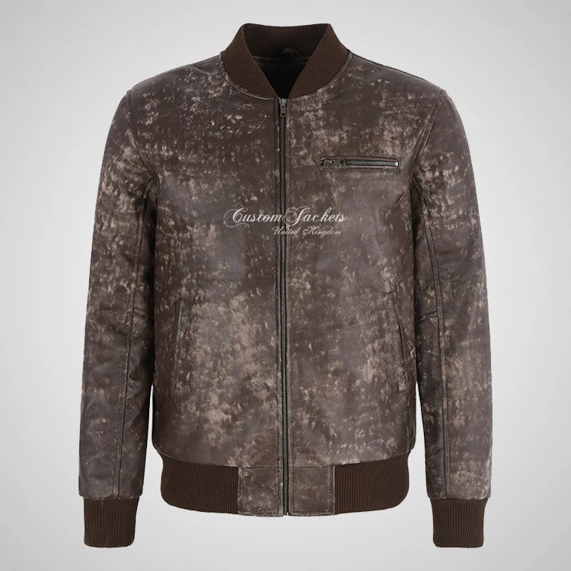SEVENTIES 70’s Vintage Buffed Leather Bomber Jacket For Mens
