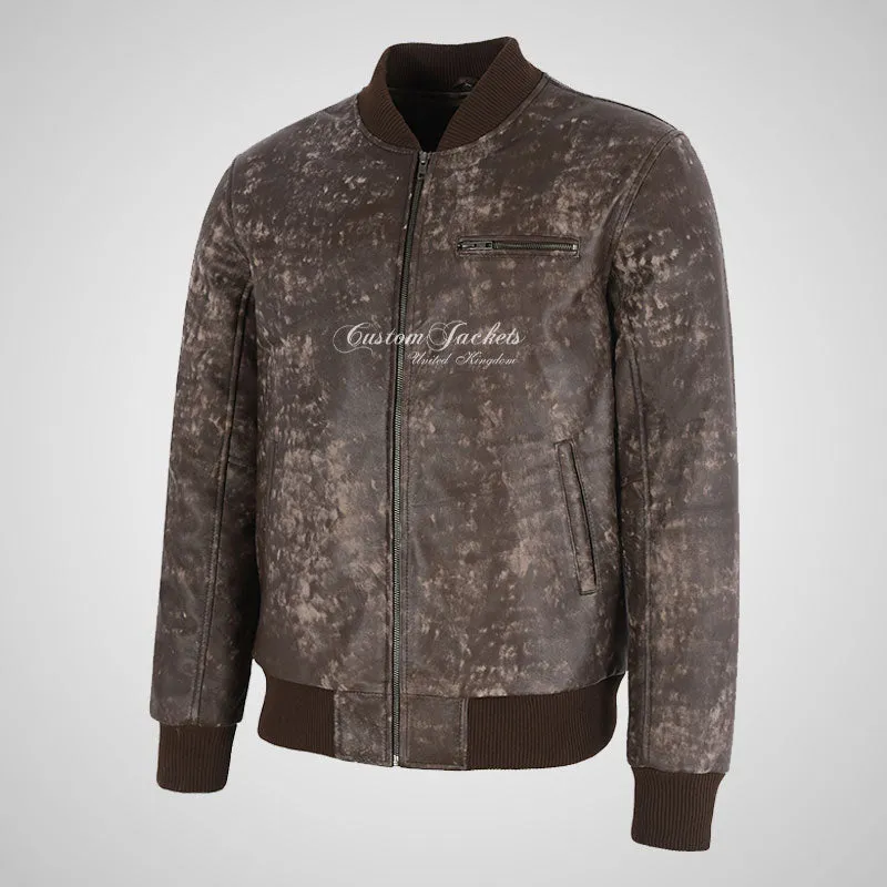 SEVENTIES 70’s Vintage Buffed Leather Bomber Jacket For Mens