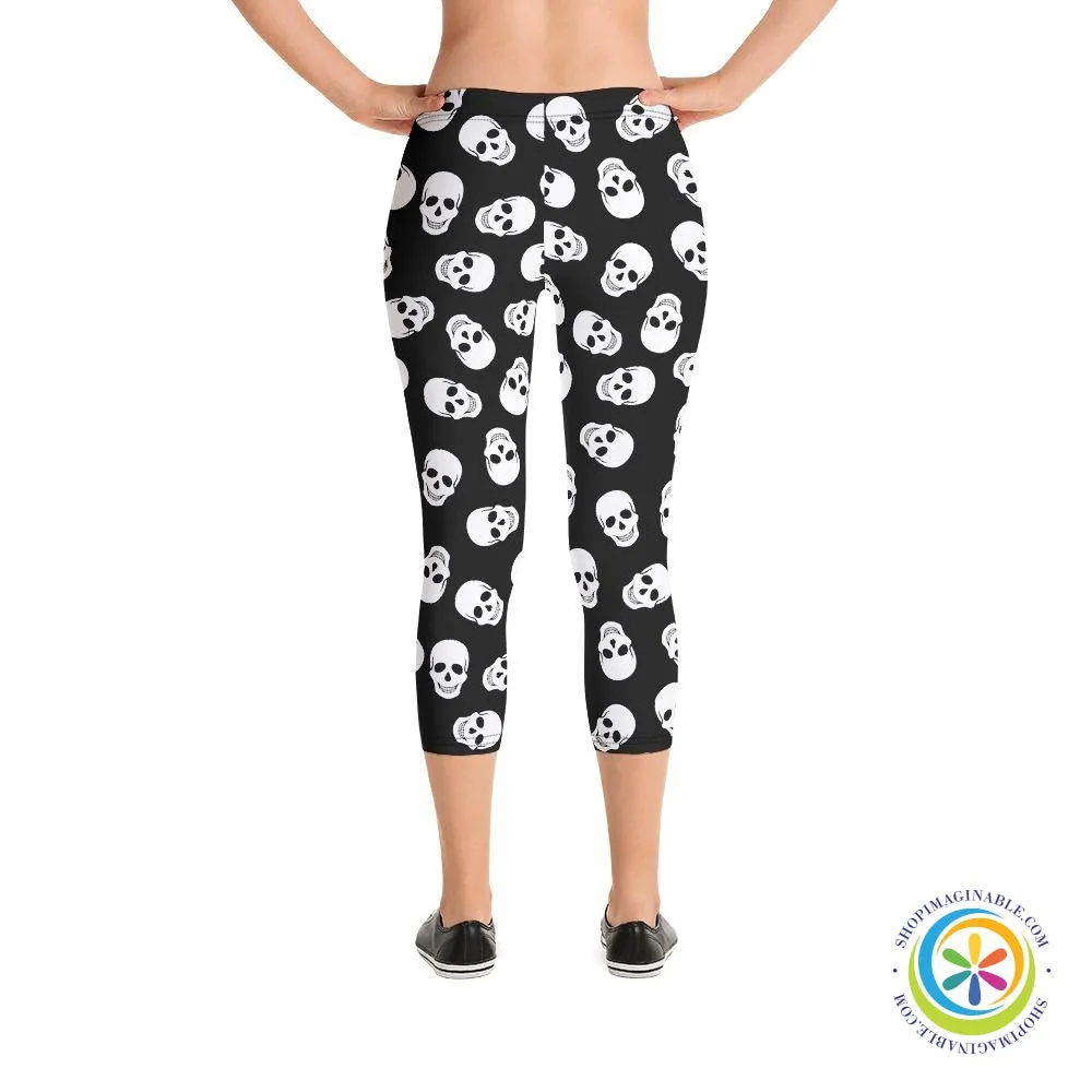 Skulls Black & White Capri Leggings