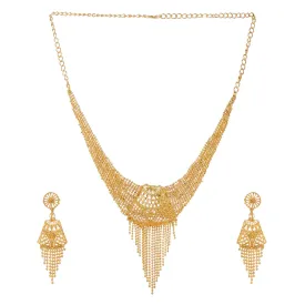 Stylish Golden Plated Fancy Necklace Set For Women and Girls