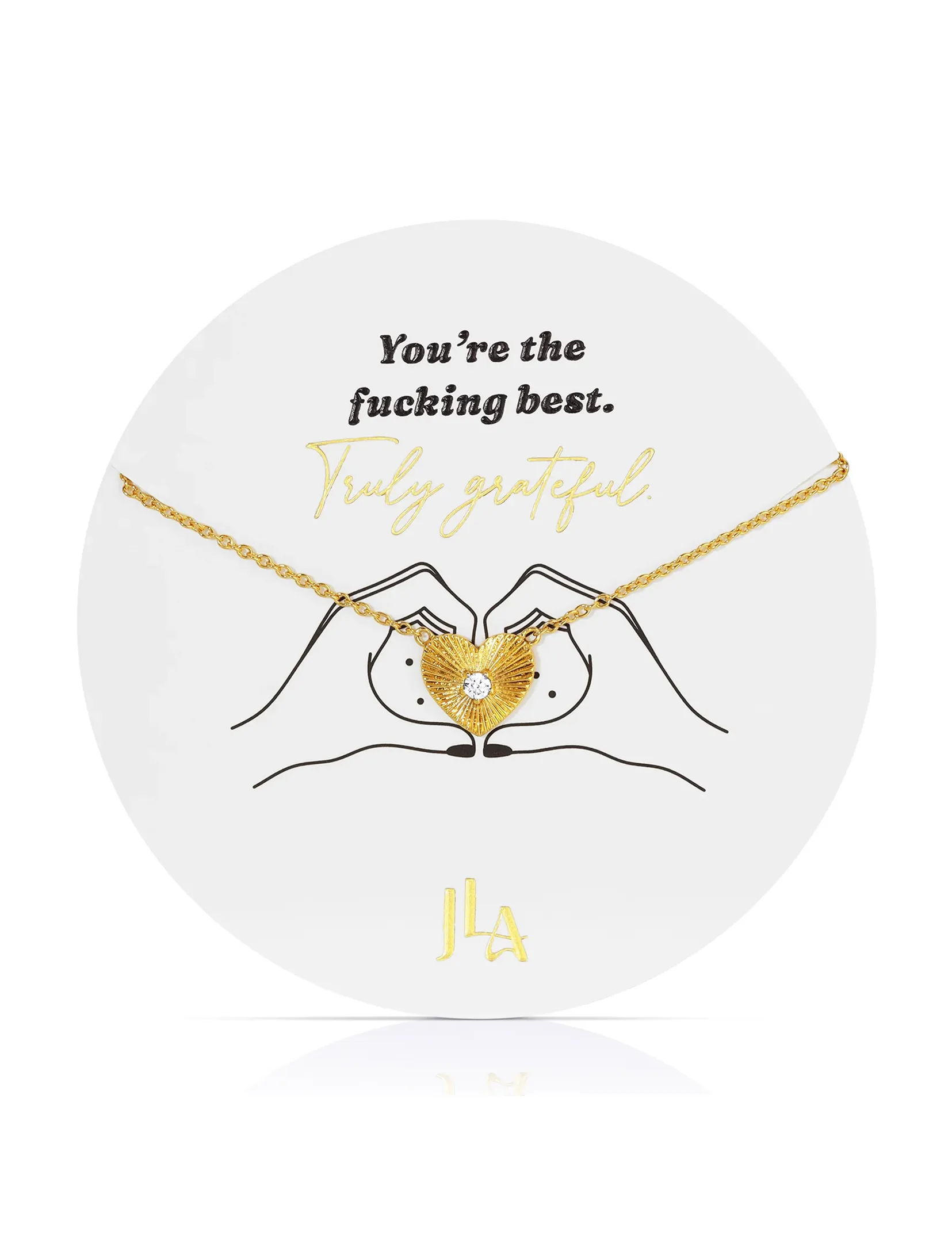 Truly Grateful CZ Heart Necklace 16-18", Gold
