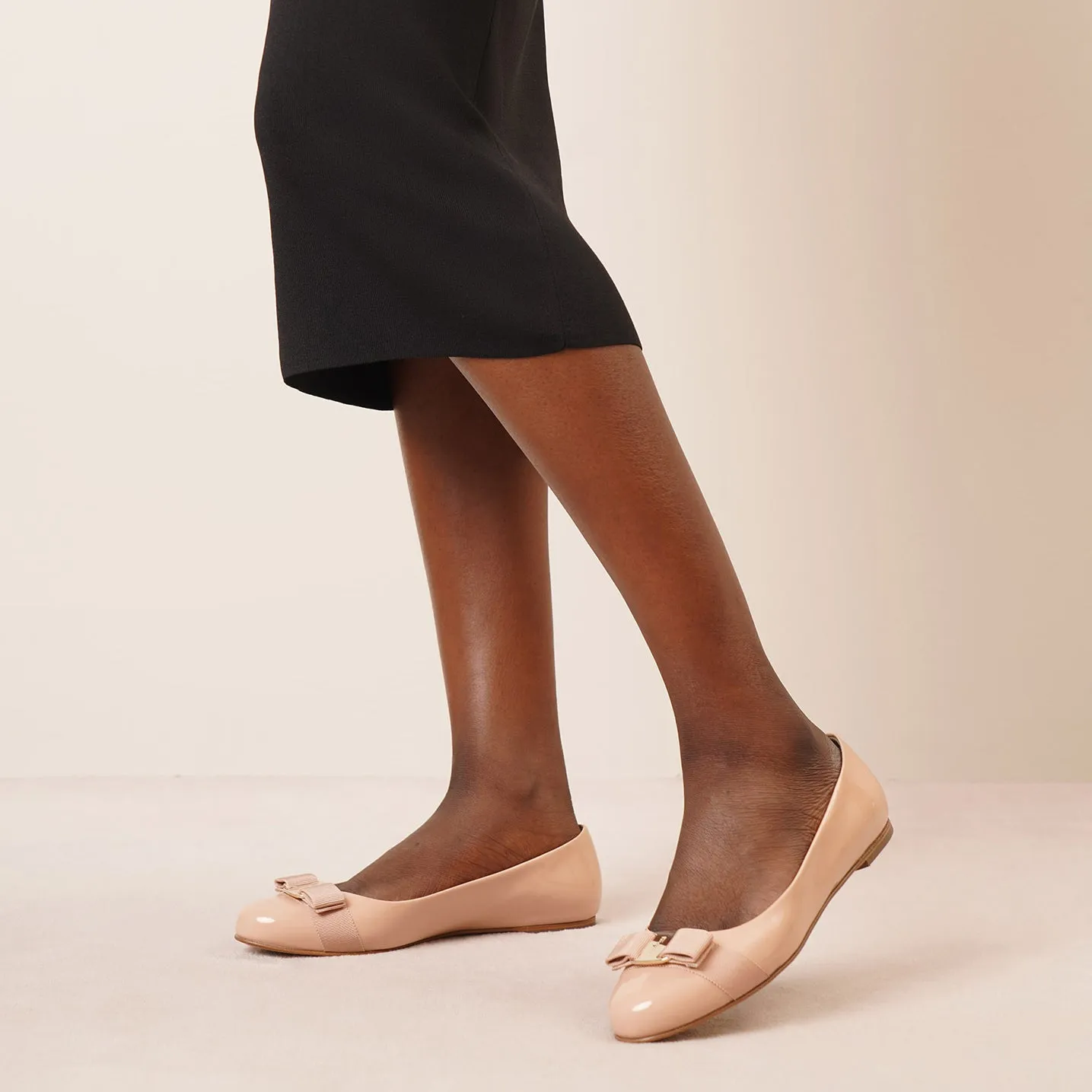 Varina patent beige ballet flats