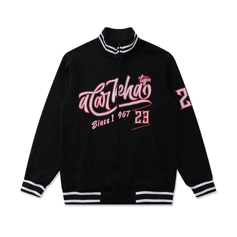 Varsity Bomber Jacket Embroidered Letter Baseball Uniform Men's Pilot Coat Jacket Spring Cardigan Sweater