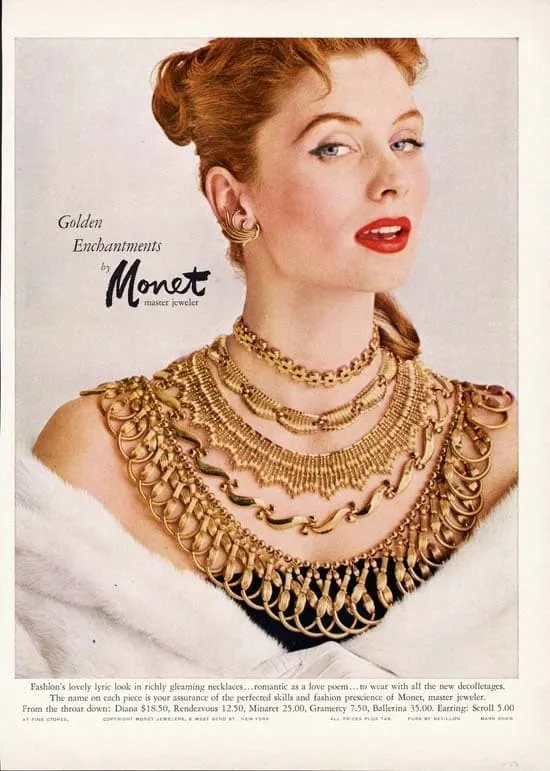 Vintage Monet Gold Double Chain Necklace