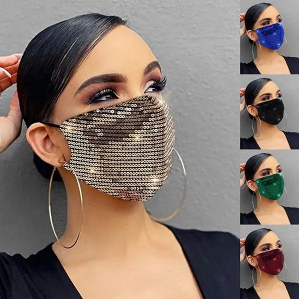 Women Fashion Sequins Breathable Washable and Reusable Mouth Mask