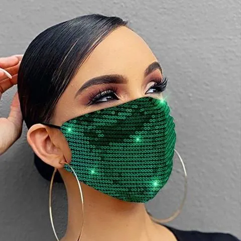 Women Fashion Sequins Breathable Washable and Reusable Mouth Mask