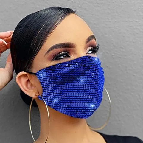 Women Fashion Sequins Breathable Washable and Reusable Mouth Mask