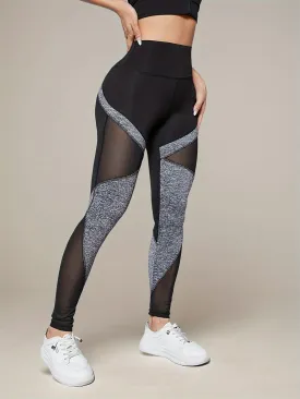 Women's High-Stretch Yoga Leggings with Mesh Detail